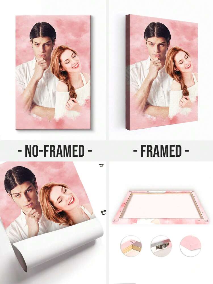 Catygift Customized Canvas Painting For Couples, Personalized Couple Combination Wall Art, Couple Photo Canvas Painting, Unique Anniversary Gift For Him - As Shown - View 10