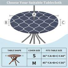 Blue White Moroccan Pattern Outdoor Tablecloth With Umbrella Hole, Round Elastic Fitted Table Cloth With Zipper, Waterproof Picnic Patio Table Covers Fits 36-44 In Tables,36-44in,BlueWhiteMoroccanPattern - BlueWhiteMoroccanPattern - Xem 8