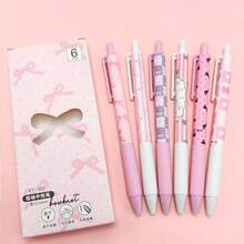 Pink Bow Quick Dry Gel Pen, 0.5mm Fine Tip, Smooth Writing, Suitable For Office & Classroom Supplies Home Office Family Education Classroom Writing Writing Writing Special Universal Writing Pen For Final Exam Gel Pen Ballpoint Pen Set, Holiday Stationery Gifts, Classroom Supplies, Valentines Gifts, Ballpoint Pens, Pens, Stationery, Bow, Back To School Supplies - Pink - View 3