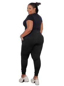 Women's Plus Size Thermal Jogger Pants With Pocket - 黑色 - 查看 3