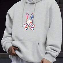 Men's Fashion Hoodie Sweatshirt With Colorful Skull Rabbit Print For Daily Wear And Social Outings In Spring And Autumn - Grey - View 6