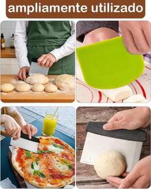 3 Piezas Raspador De Masa, Incluye Cortadoras De Acero Inoxidable y Raspadoras De Plástico, Adecuadas Para Panadería, Panadería y Cocina Profesional, Incluida La Función De Medición De Porciones - 1 - Ver 8