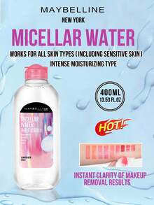 Maybelline MICELLAR WATER Intense Moisturizing Type for All Skin Types(Including Sensitive Skin) 95/400ml, Instant Makeup Removal, Active Micelles 3-IN-1, No Second Cleanse, Efficient Cleansing Moisturizing Non-Tight, for Senforming, Alholtive SFrance S. Oil-Free, Gentle with Soothing Hydration, 3-Step Easy Use Mini Full Size Cost-Effective Daily Cleansing - 美寶蓮淨澈多效卸妝水 倍潤型 - 查看 2