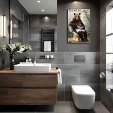 Bear Bathroom Canvas Wall Art Picture Funny Forest Animal Poster Prints Humorous Bear Sitting On Toilet Painting Wall Decor Washroom Restroom xin Ready To Hangcuadros decorativos para sala,poster,con marco,posters,cuadros para la pared ,marcos para cuadros,cuadro,virgen de guadalupe,salascuadros decorativos para sala,poster,con marco,posters,cuadros para la pared ,marcos para cuadros,cuadro,virgen de guadalupe,salas - transparente - Ver 7