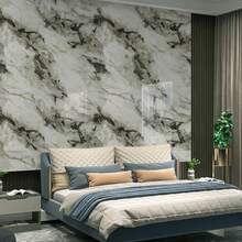 1 Roll Luxury Marble Pattern Self-Adhesive Wallpaper, Waterproof, Moisture-Proof, Oil-Resistant, Easy To Clean, Seamless Pattern Matching, Suitable For Living Room, Bedroom, Bathroom, Kitchen And Stairs, Wall Decor | Seamless Wall Design | Waterproof Wallpaper - Multicolor - View 1