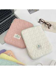 YOONI 甜心绗缝笔记本电脑内胆包，韩式风格，柔软可爱，可容纳 9.7 英寸 10.2 英寸 11 英寸 iPad 和平板电脑，13 英寸 14 英寸 15 英寸 15.6 英寸笔记本电脑，适合上学、工作、通勤，是送给朋友的理想礼物