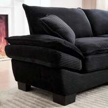 A Modern, Simple Double Sofa With A Feather Bed. One Pillow Is All You Need; It's Cozy Yet Spacious And Roomy For The Living Room/Bedroom/Office. Black - Black - View 6