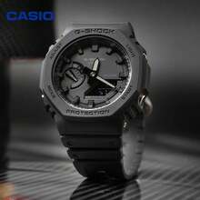 Casio 卡西欧 G-Shock 数字模拟双显手表，48.5 毫米黑色多边形表盘，树脂表带，200 米防水，双显，防震 GA-2100-1A1PR - 均碼 - 查看 7
