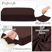 Newwiee 8Pcs Patio Cushion Covers Stretch Outdoor Cushion Cover Replacement For Patio Furniture Sofa Couch Slipcovers, Soft Flexibility Washable Furniture Protector(Waterproof Pure,Dark Coffee),One-Size,DarkCoffeeWaterproofPure - 純黑咖啡防水 - 查看 4