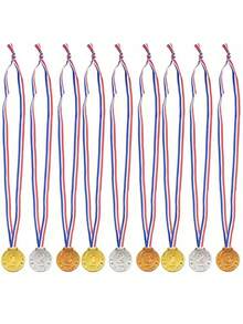15枚金、银、铜牌 - 多功能派对礼品，冠军、亚军、季军奖牌，适用于游戏、庆祝活动、胜利道具、课堂奖励、体育比赛、体育赛事、派对礼物、学校体育活动和家庭聚会。经久耐用，用途广泛，是运动配件、才艺表演、拼字比赛、生日派对、团体活动、篮球比赛、足球比赛以及男女皆宜的礼物。 - 彩色 - 查看 1