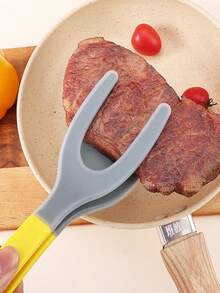 Espátula e pinça de silicone 2 em 1, espátula de cozinha multifuncional antiaderente, espátula para bife, pinça para alimentos resistente ao calor, espátula para peixe, espátula para ovo frito, espátula para panqueca, pinça para torradeira, prensa para hambúrguer, espátula com revestimento antiaderente, espátula para rolinho de frango. - Multicolorido - Ver 2