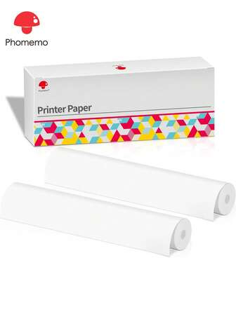  Phomemo A4 Size Thermal Paper, Quick-Dry Continuous Thermal Printing Paper, Compatible With M832/M833/M834 M835 M836 MT810, 8.27"*11.69"(210 Mm X 297 Mm), Documents, Study Notes, 2 Rolls,Total Length 9M