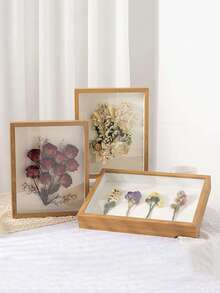 1pc 3D Hollow Dried Flower Specimen Photo Frame DIY Butterfly Eternal Flower Paper Rose Framing, Does Not Include Any Accessories