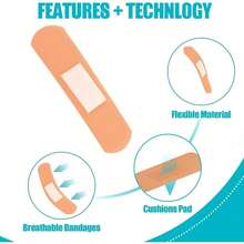 75/150/200pcs Mixed Size Waterproof Breathable Adhesive Finger Bandages, Suitable For Wound Care, Abrasions, Blisters, Can Be Placed In First Aid Kit - Apricot - View 2