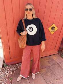 Colorblock Round Neck Loose Fit Casual Knit Pullover Top