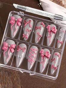 2Pcs 3D Bow Nail Molds Silicone Nail Tools With 1pc Pen,1pc 3D Cute Bow Nail Stencil DIY Nail Art Template, Reusable Mold For Salon Accessories & Manicure Decorations Nail Tools - Bowknot Nail Charms Ribbon Bows Carving Template For Nail Art Accessories