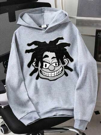 Youth Light Gray Solid Color Fleecy Hoodie Sweatshirt, Versatile All-Match Design, Warm And Cozy, Suitable For Teen Boys, Autumn/Winter