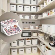 1pc White Plastic Storage Box With Patterned Lid, Dust-Proof Rectangular Storage Container, Suitable For Home, Office, Wardrobe - 25x18x16cm (9.8x7x6.3 Inches)