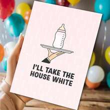 1pc Humorous Wine Greeting Card With Envelope - "I'll Take The House White" Design, Bottle-On-Tray Art, Perfect For Wine Lovers & Friends, Ideal For Dinner Parties & Celebrations, Alcohol Themed Card|Funny Greeting Card|Paper Greeting Card, Wine Gift Accessories - Multicolor - View 9