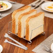 2pcs Toaster Rack And Heart-Shaped Food Clip, Stainless Steel Air Fryer Accessories - Baking, Cooling And Display Rack For Toast, Pancakes, Bread, Dishwasher , Rust-Resistant - Bake Multiple Slices At Once | Suitable For Home, Kitchen, Camping And Restaurant Use | Cooking Tool, Breakfast Essential, Holiday Item, Back To School Necessity - - - View 4