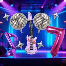 9 quả bóng bay trang trí hình nhóm nhạc nữ Idol Hunter, gồm ngôi sao 5 inch, quả cầu Disco, nốt nhạc, đàn guitar, số màu hồng cánh sen, thích hợp trang trí buổi hòa nhạc, tiệc sinh nhật, tiệc chào đón em bé, trang trí nhóm nhạc thần tượng, đạo cụ chụp ảnh, trang trí bóng bay, quà tặng bất ngờ cho con trai/con gái - Màu Hồng Tươi - Xem 8