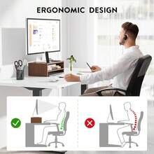 BONTEC Wooden Monitor Stand Riser, 2-Tier Desk Shelf With Storage Organizer, Ergonomic Computer Stand With Cable Management, Cellphone Holder, White, 165 Inch - ColorD - View 6