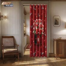 1pc Red Heart & Flower Pattern Printed Blackout Curtain Panel, Continuous Repeat Design Fits All Width Windows, Suitable For Living Room And Bedroom, Made Of Polyester Fabric, Machine Washable, Home Decor For Valentine's Day And Christmas - 0580+250XHCL - View 6
