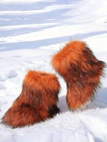 New Winter Warm Plush Faux Fur Snow Boots For Women - Dark Grey & Brown & Black Ankle Booties With Soft Lining, Cozy Slip-On Design For Cold Weather Outdoor & Indoor Wear Unisex Short Ankle Faux Raccoon Fur Snow Boots - Solid Classic Color, Super Smooth Fur Touches The Ground, Perfect For Christmas & Halloween, Y2K Style! Y2K Fashion Men's & Women's Snow Boots - Faux Raccoon Fur, Silky Smooth Floor-Reaching Fur, Solid Classic Shade, Ideal For Christmas & Halloween! Short Ankle Unisex Snow Boots With Faux Raccoon Fur - Solid Classic Color, Ultra-Smooth Fur Hits The Ground, Must-Have For Christmas & Halloween, Edgy Y2K Vibe! Christmas & Halloween Essential Faux Raccoon Fur Snow Boots (Unisex) - Solid Classic Hue, Smooth Fur Touches The Floor, Stylish Y2K Look! Y2K Short Ankle Snow Boots For Men & Women - Faux Raccoon Fur, Super Smooth Floor-Length Fur, Solid Classic Color, Great For Christmas & Halloween Celebrations! - Màu Cam san hô - Xem 3