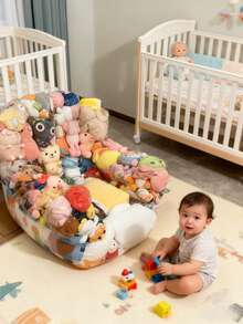 Large Capacity DIY Doll Storage Sofa - Transparent Plastic Storage, Space-Saving Multifunctional Stool, Suitable For Nursery Doll Storage And Decoration, Durable, Can Be Used For Home Decor And Doll Storage, Transparent Design, Sturdy Structure (Plush Toys Not Included) - Transparent - View 4