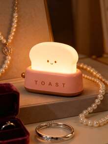 1pc Cute Bread Maker Tap Tap Night Light, Toast Shaped Soft Light Bedside Lamp, Healing Desktop Decor Ambient Light, Suitable For Bedroom Sleep Aid, Children's Room Decor, Desktop Ornament, Gift And Cozy Scenes