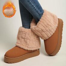 Botas Deportivas De Ocio Para Mujer Con Forro De Felpa Para Decoración Del Hogar. - 駝色 - 查看 2