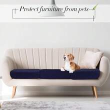 Newwiee 8Pcs Patio Cushion Covers Stretch Outdoor Cushion Cover Replacement For Patio Furniture Sofa Couch Slipcovers, Soft Flexibility Washable Furniture Protector(Waterproof Pure,Navy),One-Size,NavyWaterproofPure - 海軍藍防水純色 - 查看 7