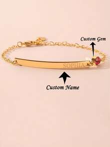 1 chiếc vòng tay khắc tên cá nhân, vòng tay đá sinh nhật, chất liệu thép không gỉ, khắc tên theo yêu cầu, quà tặng Giáng sinh/sinh nhật. - Nhiều màu - Xem 9