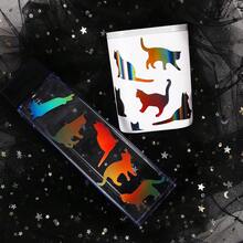 WRAPXPERT Holographic Vinyl Roll - Black Holographic Glossy Vinyl, 12\ X 5ft, Chrome No Bubble For DIY Craft Decal,12inchx5ft,Black - 黑色的 - 查看 4
