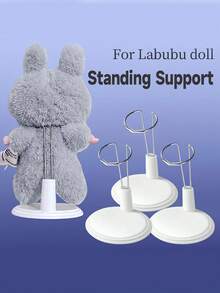 Adjustable Doll Stand For Labubu Small Statue Display Rack Suitable Metal Doll Stand Doll Display Stand Suitable For 4-8 Inch (Approximately 10.2-20.3 Cm) Dolls Keeping Dolls In A Standing Position (Dolls Not Included) Black/White Base Plush Decorations Storage Shelf Doll Holder Display Case - Multicolor - View 2
