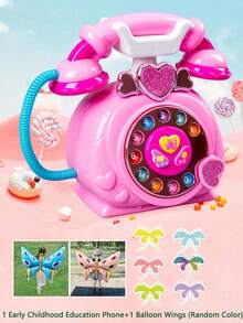 1pc New Kids Princess Telephone Retro Landline Toy Multi-Functional Early Education Enlightening Baby Infant Toy, Learning Chinese Stories Girls Toy