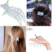 Camila Paris CP2901 French Hair Clips for Women, Hair Side Clips, 3 inch Girls Hair Claw Clips Jaw Fashion Durable Styling Hair Accessories for Women, Strong Hold No Slip Grip, Made in France. White(default) - Multicolor - Ver 1