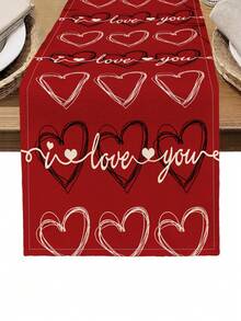 1pc Heart Pattern Table Runner/Placemat, Suitable For Holidays, Parties, Birthdays, Dinners, Kitchen, Dining Room, All Seasons Home Decor - Multicolor - View 17