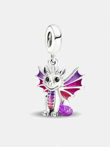 1pc 925 Sterling Silver Glow-In-The-Dark Dragon Pendant Bead, Suitable For Women Bracelet, Bangle DIY Jewelry Making And Daily Wear Accessories, Ideal For Girls - Gather - View 14