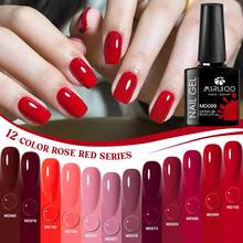 MSRUIOO 12瓶装酒红色和粉色凝胶指甲油套装，每瓶8毫升，可卸UV/LED美甲油，适合美甲艺术 - 紅色 - 查看 9