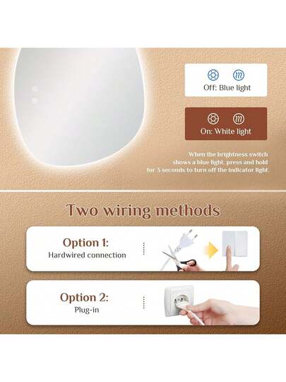 Bathroom Spiegel Lighting, Wand Mirror, Makeup LED Asymmetrical, Touch Switch, Tempered Glass, Anti Fog, Verlichting s, Dimmable, 80*60 Cm view 7