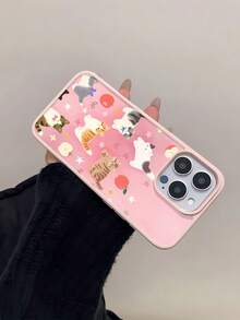 Funda magnética rosa con adorables gatos, diseñada con divertidos gatitos y manzanas, compatible con  17,  16,  16 Pro Max,  15,  15 Pro Max,  14,  13 y  12. Igual que el  11 Pro, está hecha de TPU y es resistente a los golpes. Es un regalo excelente para familiares, amigos, niños, cumpleaños, fiestas de primavera, días festivos, novios, novias y San Valentín. - Rosa - Ver 4