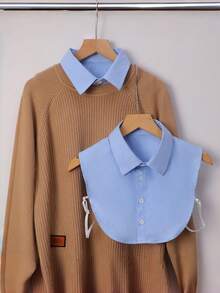 1件装可拆卸领子纯色休闲优雅连衣裙/毛衣/衬衫 | 适合工作通勤/约会和派对 | 多功能时尚配饰 | 可用作文胸配饰、派对装扮点缀、约会之夜颈链、时尚项链、轻盈面料、易于佩戴、半领设计、时尚配饰、适合职业女性四季穿着