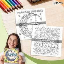 GDTME 1pc Children's Drawing Book Ramadan Mubarak: Bold-Easy Patterns Coloring Book For Adults Cute Drawing Book Perfect Gift For Ramadan, Christmas Party, Halloween And Birthday-Ramadan Mubarak Scene Coloring For Stress Relief: Suitable For Friends Who Love Coloring And Back To School(Cozy Space Coloring) - Ramadan - View 3