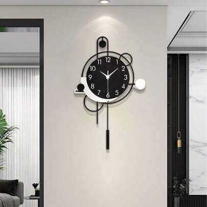 1件装，艺术创意轻奢挂钟 - 静音无滴答石英电池驱动装饰挂钟，适用于客厅、卧室，节日礼物和生日礼物