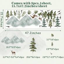 Mountain Wall Decals Large Pine Tree Wall Decals Peel And Stick Forest Tree Deer Birds Woodland Animal Decal Mountain Trees Stickers For  Room Nursery Decor,WoodlandAnimal - 林地動物 - 查看 8