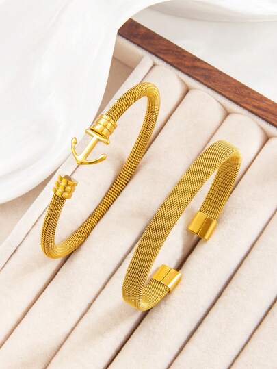2pcs Stainless Steel Spider Web Cable Bracelets, Fashionable Combination, Essential Accessory For Men And Women, Suitable For Daily Wear, Valentine's Day, Birthday, Mother's Day Gift