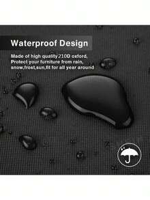 Outdoor Furniture Cover, Waterproof, Rain, Snow, Dust, Wind And UV Resistant, Oxford Cloth Garden Lawn Patio Furniture Cover, Black,Kitchen Decor,Household Items - Black - View 3