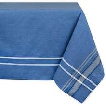 DII 100% algodón, Lavable a máquina, Mantel Individual a Rayas francesas para cenas, Verano y picnics Aire Libre, Nautical Blue Stripes, Tablecloth - 60 x 84, 1(264.2 x 152.4 cm (Rectangular) Blue Chambray) - Multicolor - Ver 1