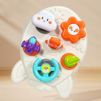 五合一火箭方向盘益智玩具，ABS材质，精细动作技能发展玩具，适合儿童 - 理想的生日礼物 | 火箭主题 | 经久耐用